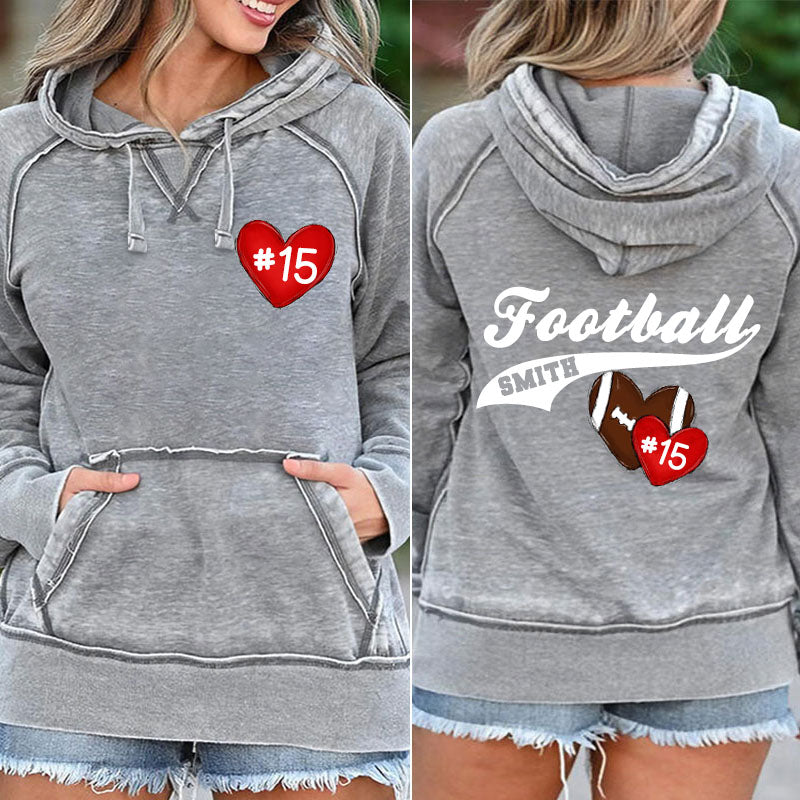 Baseball/Softball/Football Heart Team Number Sports Hoodie