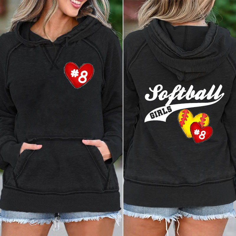 Baseball/Softball/Football Heart Team Number Sports Hoodie