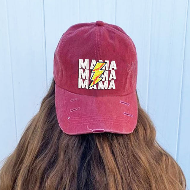 Baseball & Softball MAMA Lightning Embroidered Baseball Cap