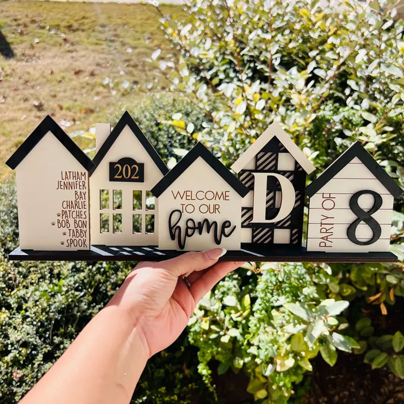 Personalized Custom Standing House Centerpiece, Farmhouse Decor