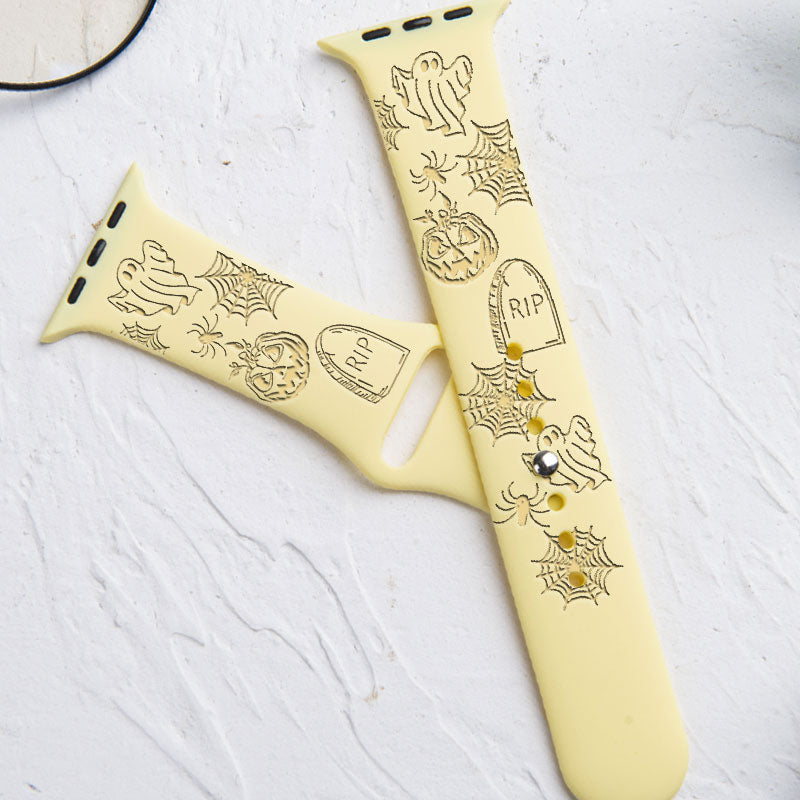 Halloween Design Silicone Watch Band Laser Engraved