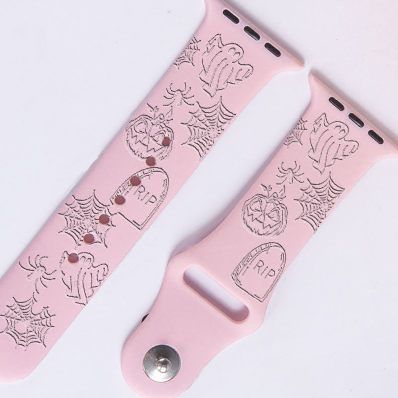 Halloween Design Silicone Watch Band Laser Engraved
