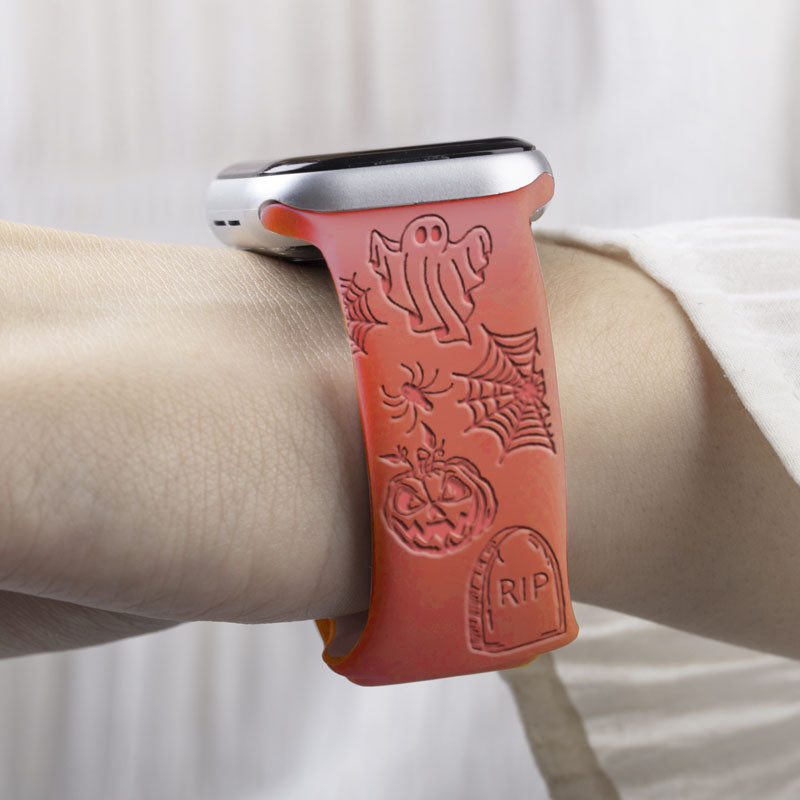 Halloween Design Silicone Watch Band Laser Engraved