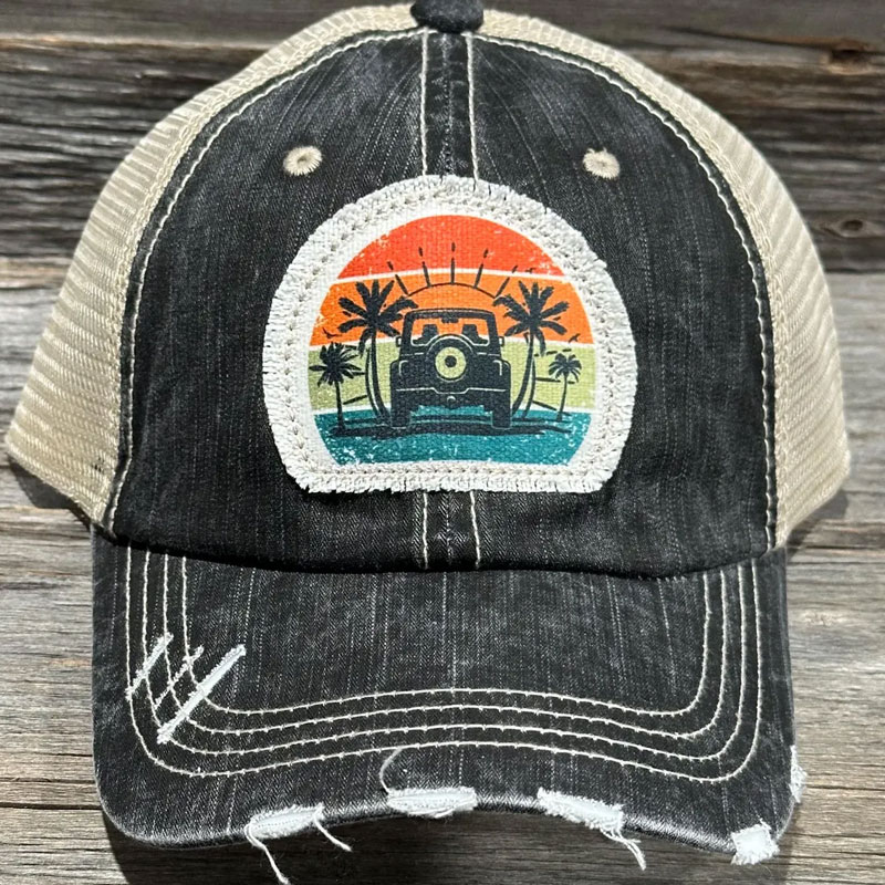 Jeep Beach Sunset 4x4 Off-Road Vehicle Summer Hats