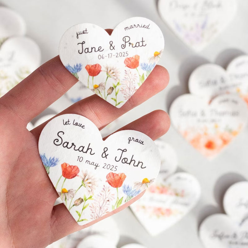 Custom Wedding Gift Favors Seed Paper Hearts Shapes
