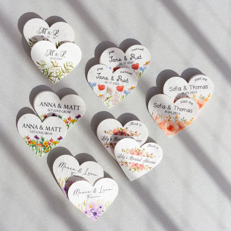 Custom Wedding Gift Favors Seed Paper Hearts Shapes