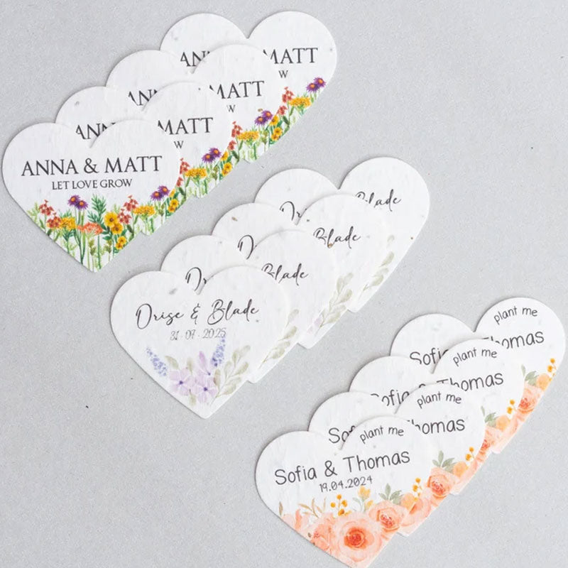 Custom Wedding Gift Favors Seed Paper Hearts Shapes