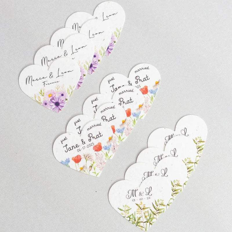 Custom Wedding Gift Favors Seed Paper Hearts Shapes