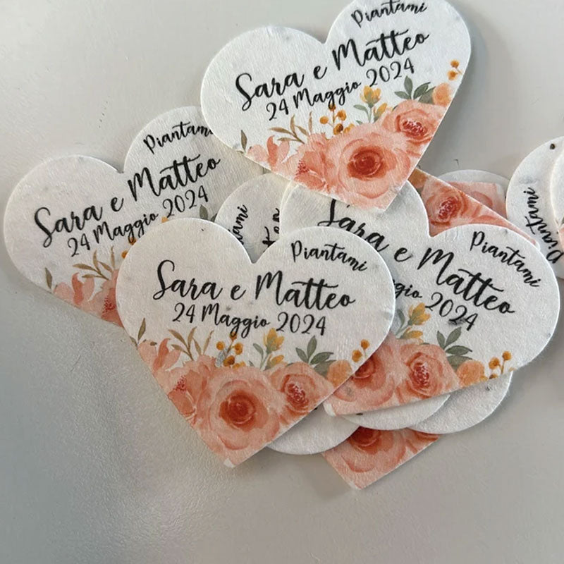 Custom Wedding Gift Favors Seed Paper Hearts Shapes