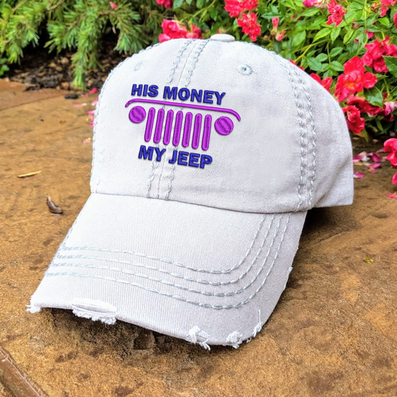 His Money My Jp Embroidered Distressed Baseball Cap