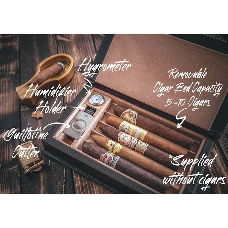 Travel Cigar Case Humidor with Accessories Personalized Leather