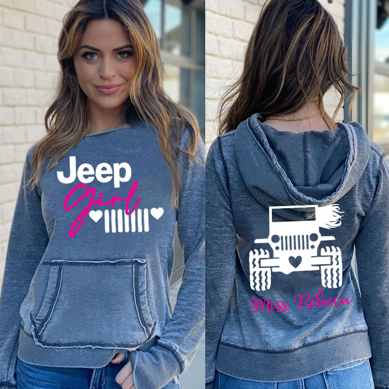 Jeep Girl Custom New Distressed Hoodie With Your Name