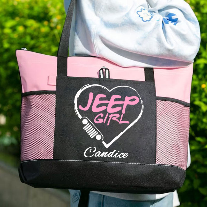 Jeep Girl Heart Jeep Tote Bag Jeep Lover Luggage Bag