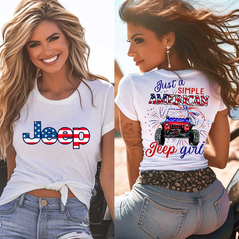Just A Girl Simple American Girl and 4th of July Tshirt