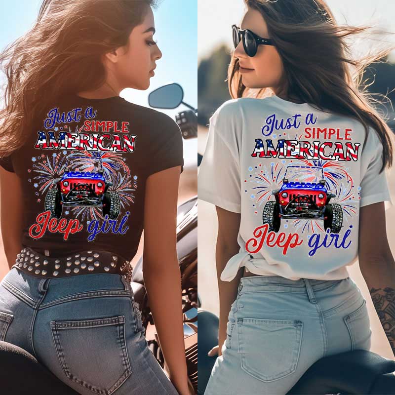 Just A Girl Simple American Girl and 4th of July Tshirt