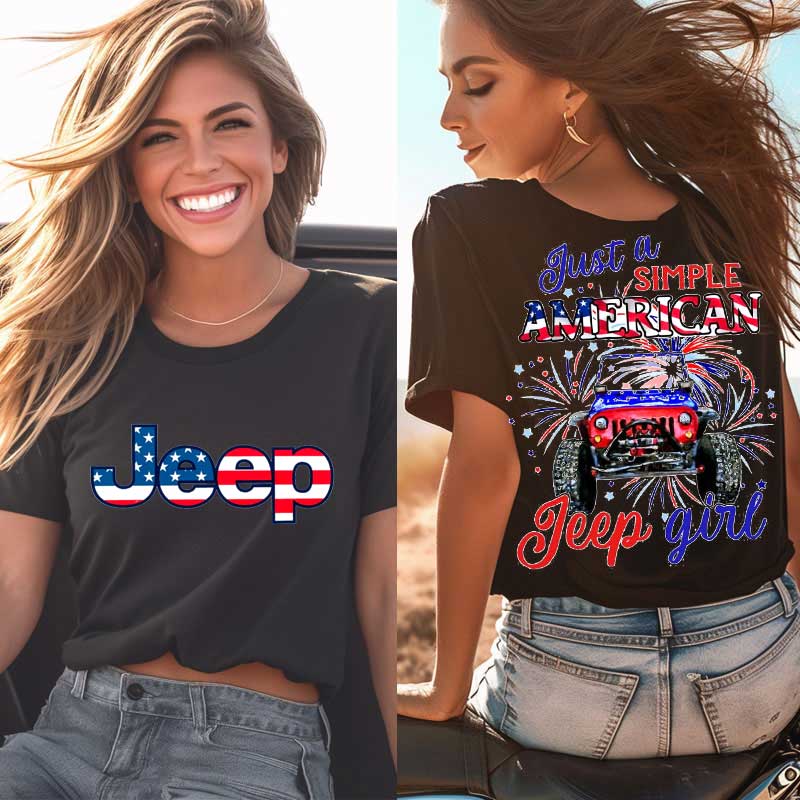 Just A Girl Simple American Girl and 4th of July Tshirt