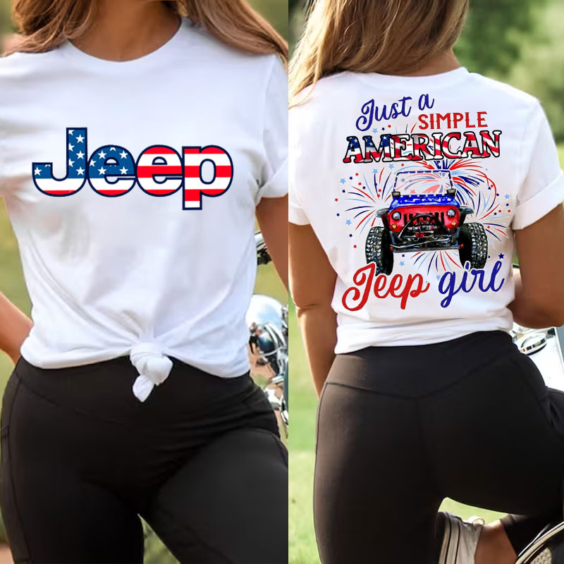 Just A Girl Simple American Girl and 4th of July Tshirt