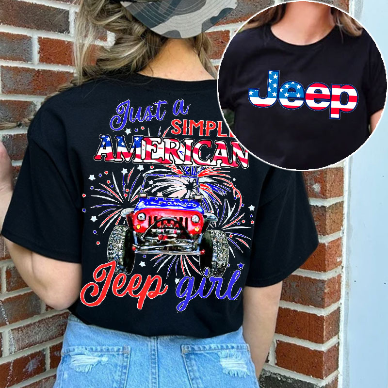 Just A Girl Simple American Girl and 4th of July Tshirt