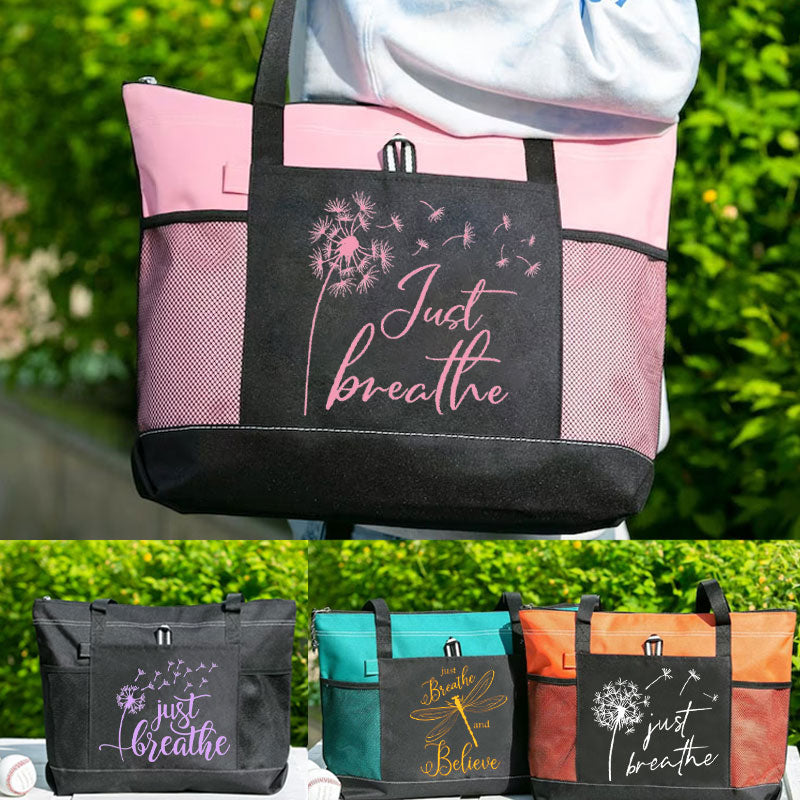Just Breathe Tote Bag Dandelion Luggage Bag