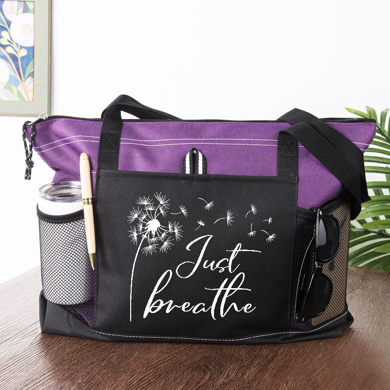 Just Breathe Tote Bag Dandelion Luggage Bag