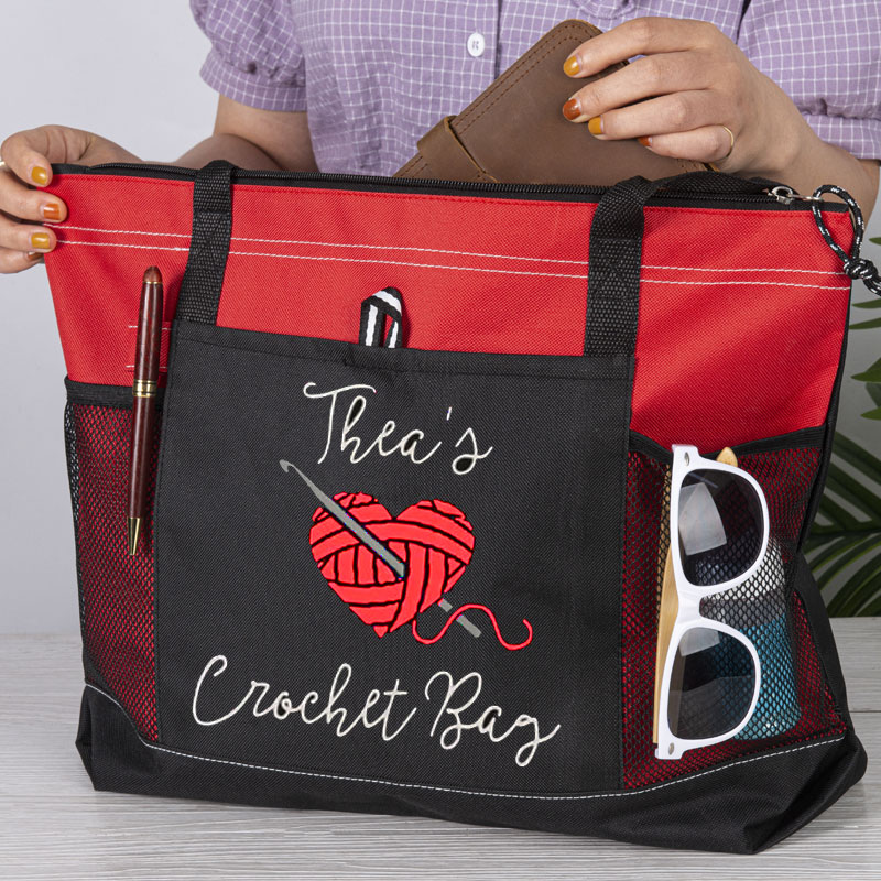 Knitting or Crochet Girl Waterproof Tote Bag Knitting Lover Luggage Bag