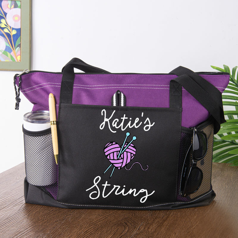 Knitting or Crochet Girl Waterproof Tote Bag Knitting Lover Luggage Bag