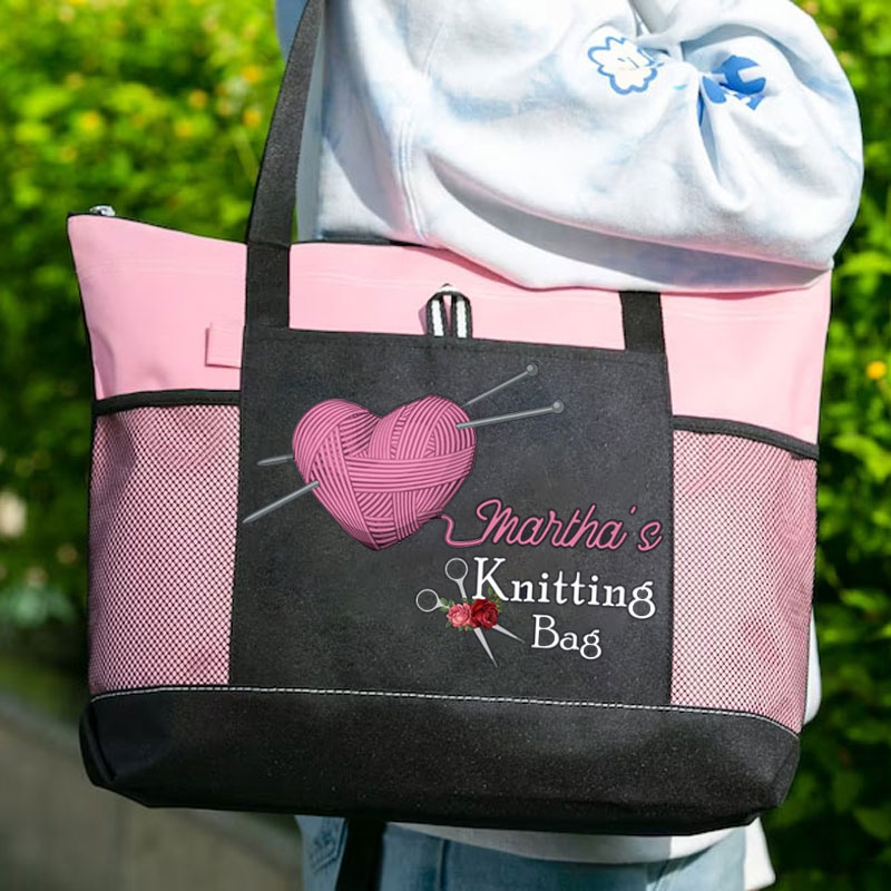 Knitting or Crochet Girl Waterproof Tote Bag Knitting Lover Luggage Bag
