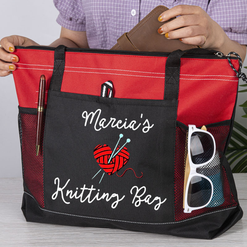 Knitting or Crochet Girl Waterproof Tote Bag Knitting Lover Luggage Bag