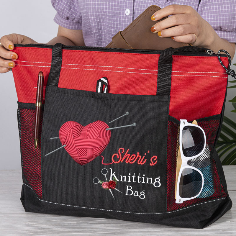 Knitting or Crochet Girl Waterproof Tote Bag Knitting Lover Luggage Bag