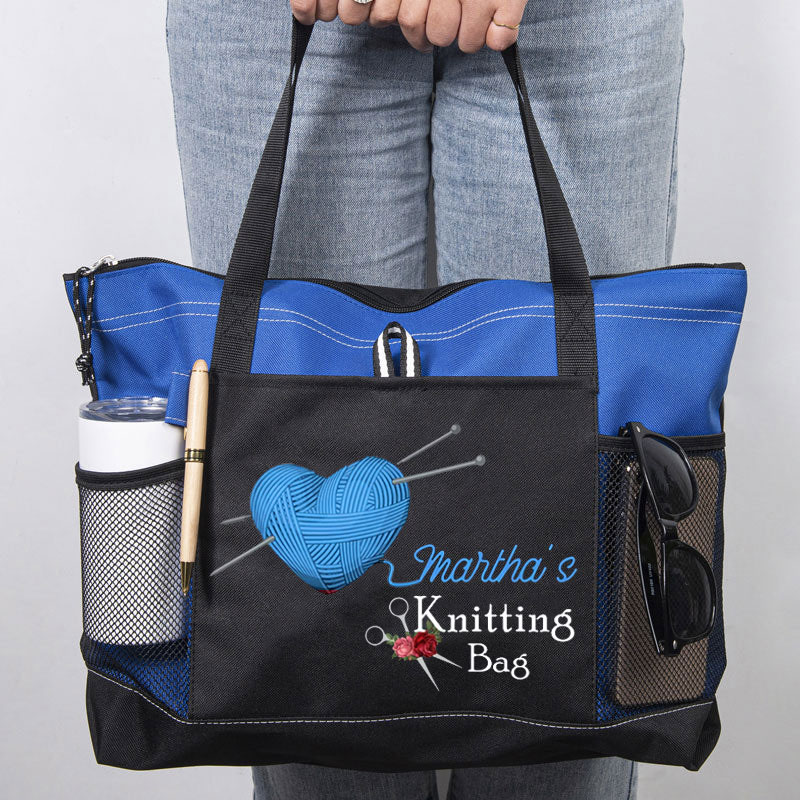 Knitting or Crochet Girl Waterproof Tote Bag Knitting Lover Luggage Bag