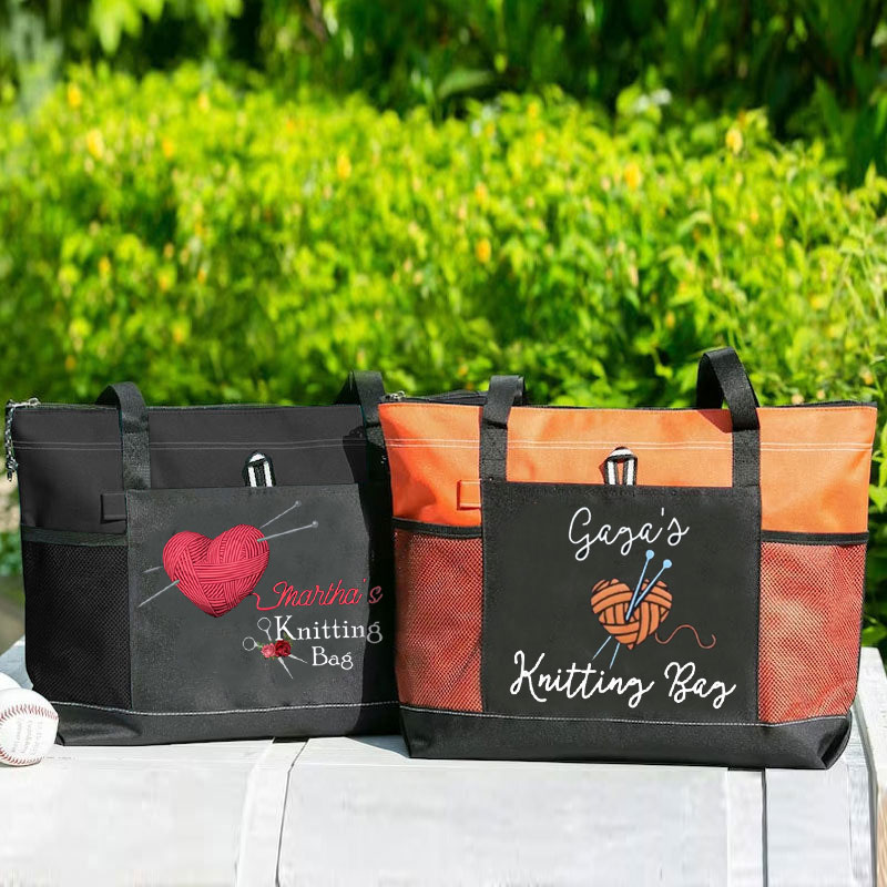 Knitting or Crochet Girl Waterproof Tote Bag Knitting Lover Luggage Bag
