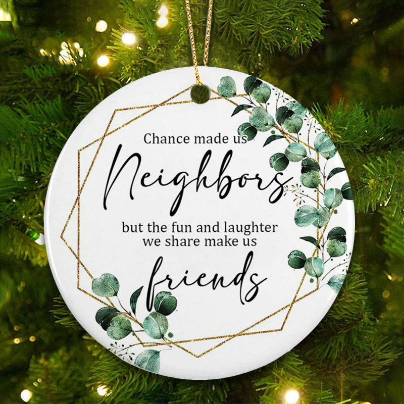 Neighbor Christmas Ornament Wreath Ceramic Gift