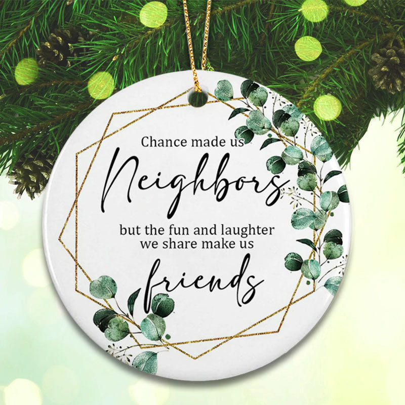 Neighbor Christmas Ornament Wreath Ceramic Gift