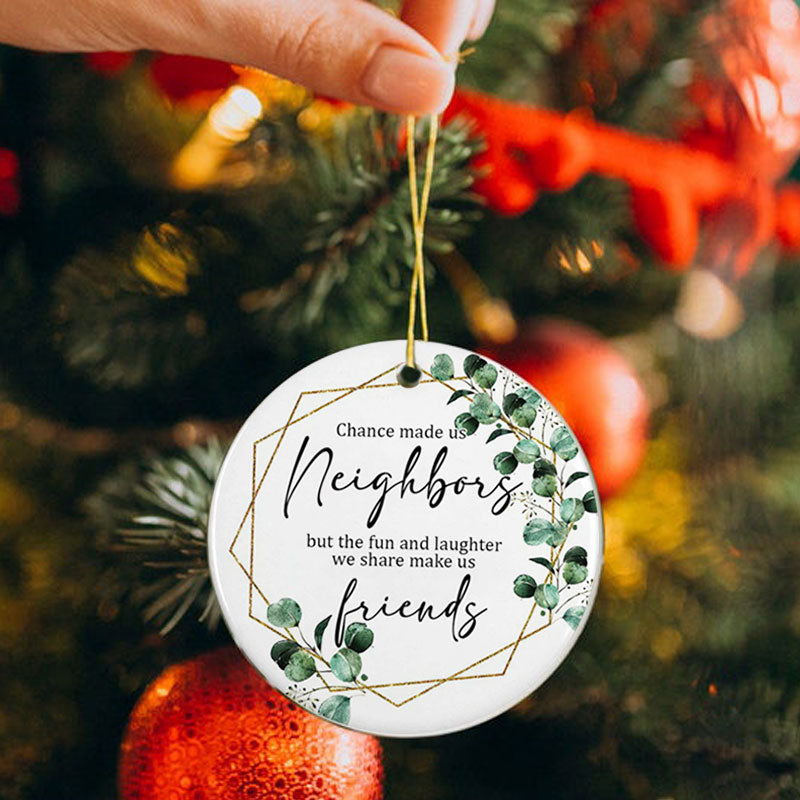 Neighbor Christmas Ornament Wreath Ceramic Gift