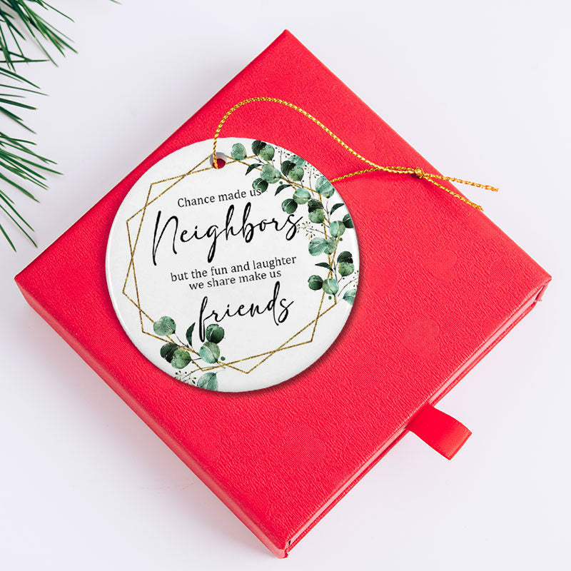 Neighbor Christmas Ornament Wreath Ceramic Gift