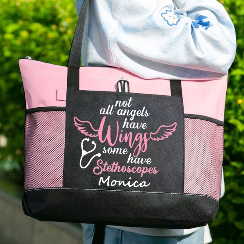 Nurse Tote Bag - Not All Angels Have Wings Some Have Stethoscopes
