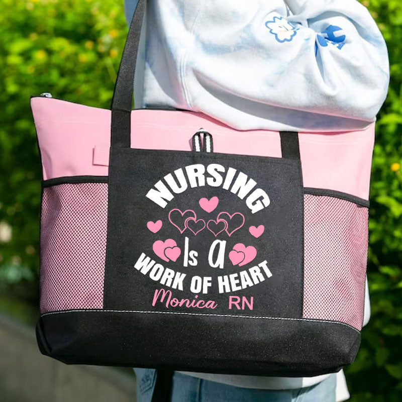 Nurse Tote Bag Nursing Is A Work Of Heart Bag