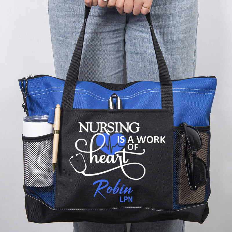 Nursing is a work of heart Personalized Nurse Bag