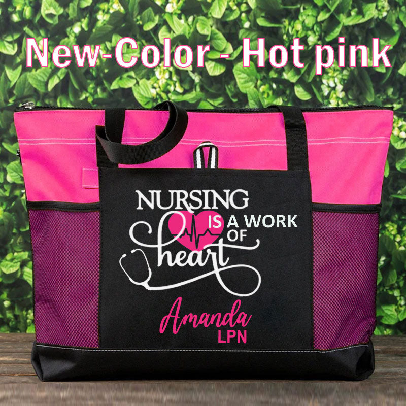 Nursing is a work of heart Personalized Nurse Bag
