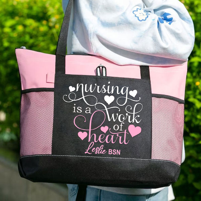 Nursing Is A Work Of Heart Tote Bag