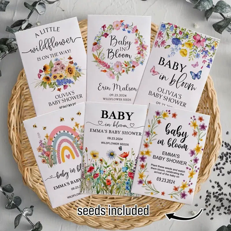 Personalized Eco-Friendly Wildflower Seed Packets – Perfect Baby Shower Favors & Gifts
