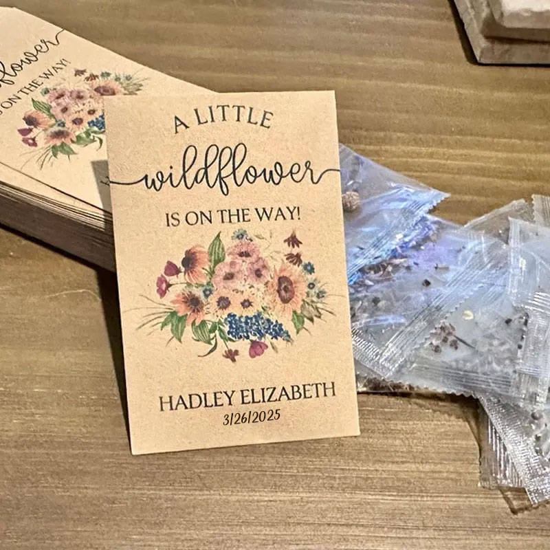 Personalized Eco-Friendly Wildflower Seed Packets – Perfect Baby Shower Favors & Gifts