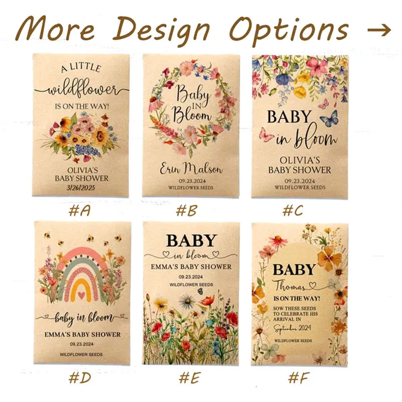 Personalized Eco-Friendly Wildflower Seed Packets – Perfect Baby Shower Favors & Gifts