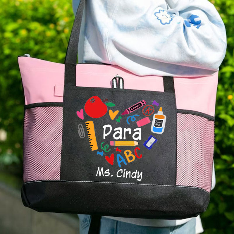 Paraprofessional Gift Teacher Heart ABC Tote Bag