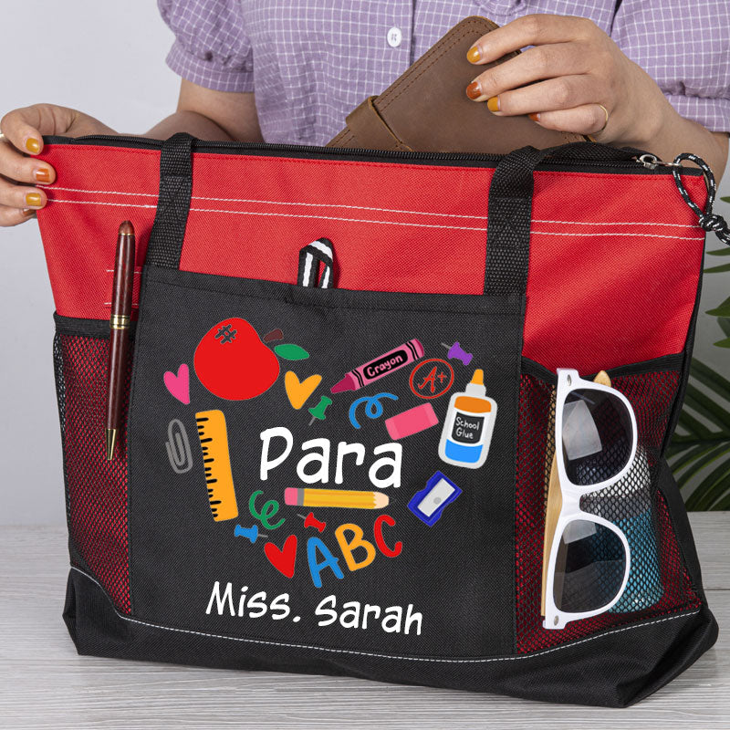 Paraprofessional Gift Teacher Heart ABC Tote Bag