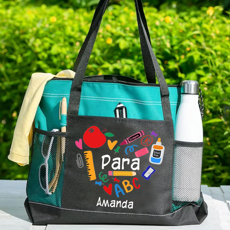 Paraprofessional Gift Teacher Heart ABC Tote Bag
