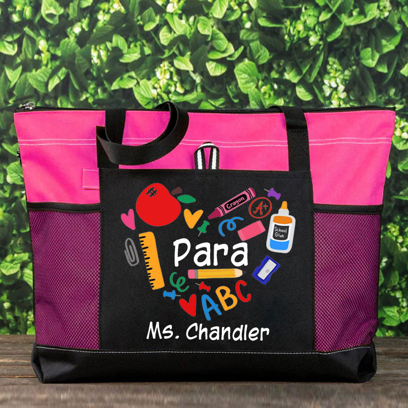 Paraprofessional Gift Teacher Heart ABC Tote Bag