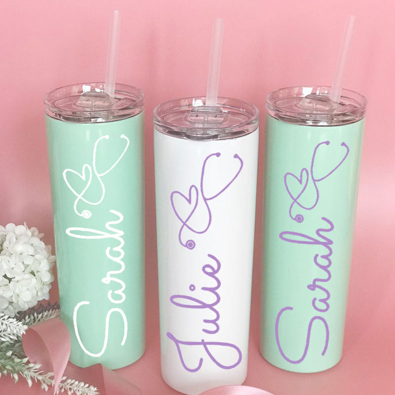 Personalised Nurse Tumbler Graduation Gift with Straw