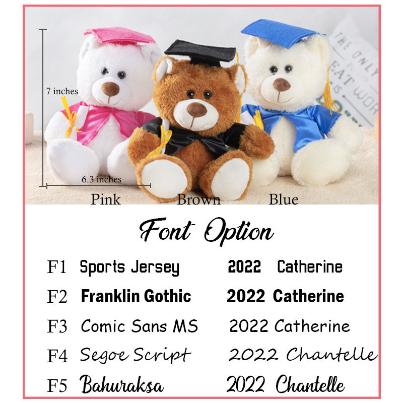 Personalized 2022 Graduation Plush Bear Highschool College Gift