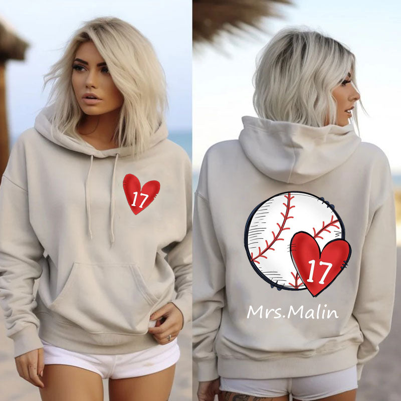 Personalized Baseball Mom Number Oversized Hoodie